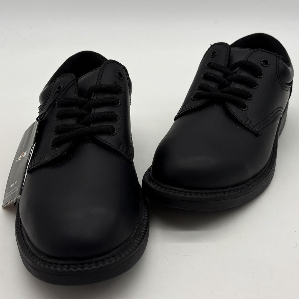 Safe T Step Work Shoes Mens 9 Black Lace Up Slip Resistant Sole Comfort 137921
